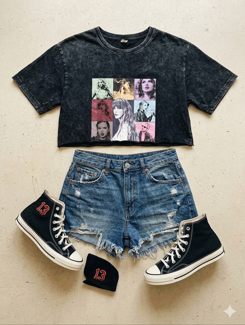 Taylor Swift Woman's Black  Cropped Tee ERAS TOUR MERCH